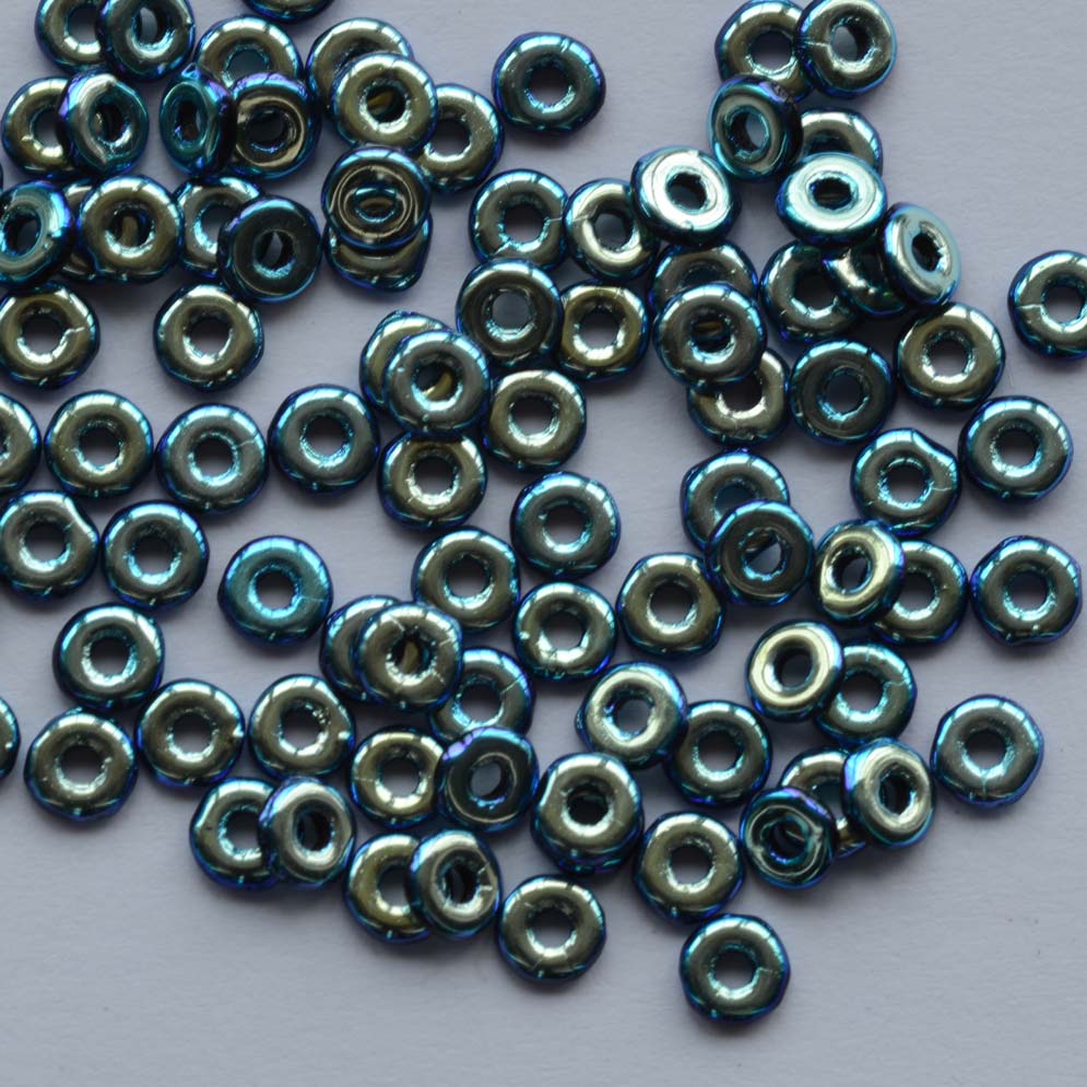 O Beads Blue Jet AB Full 2398028703 Czech Glass Beads x 5g jewelbeads4